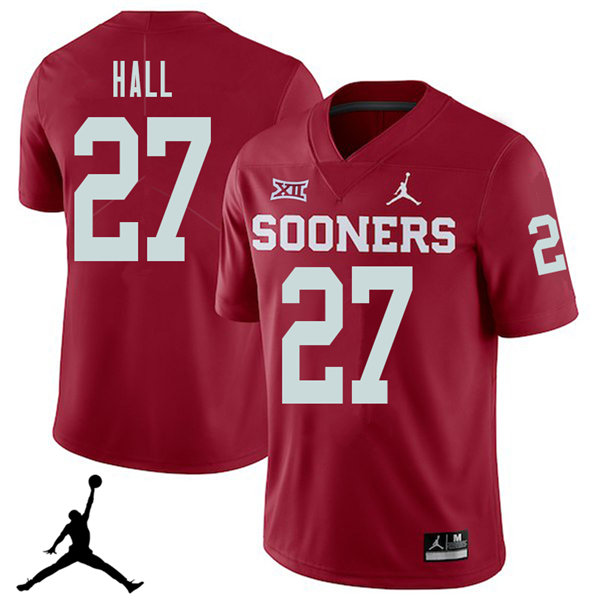 Oklahoma Sooners #27 Jeremiah Hall 2018 College Football Jerseys Sale-Crimson